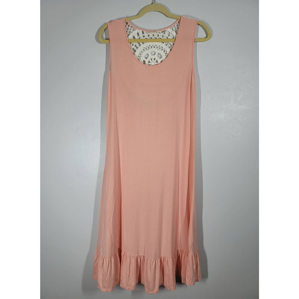 Soft Surroundings Dress Size PXS Crochet Scoop Neck Sleeveless Ruffle Hem Peach